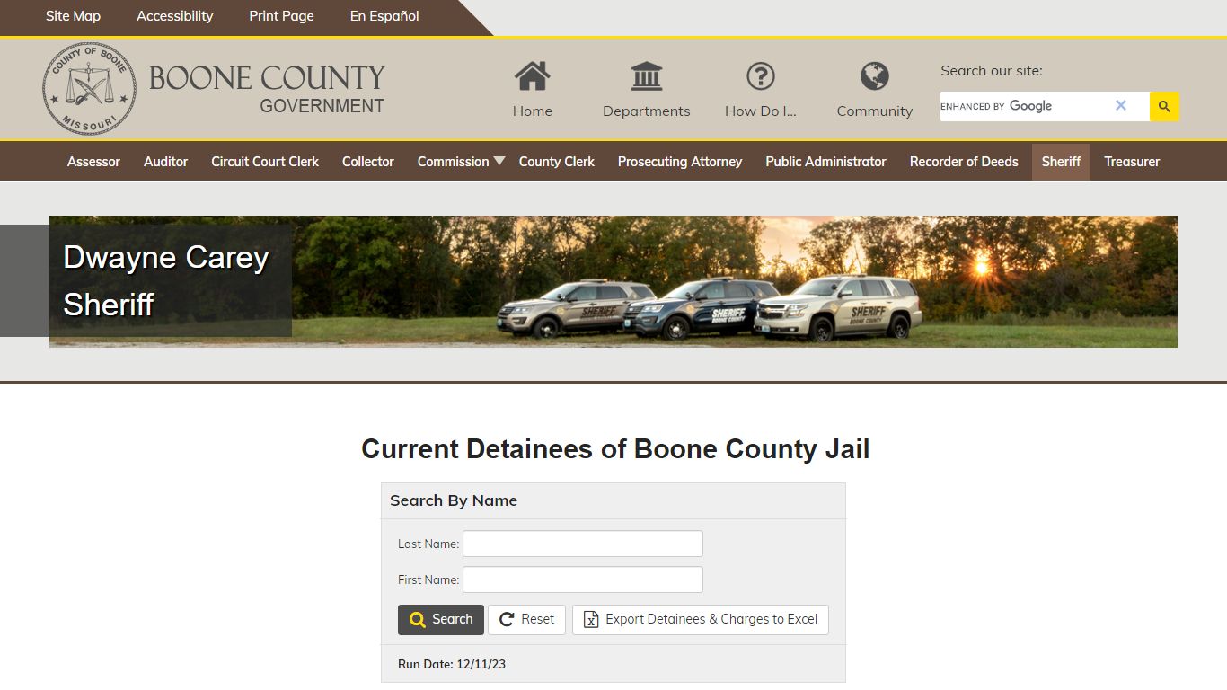 Current Detainees of Boone County Jail